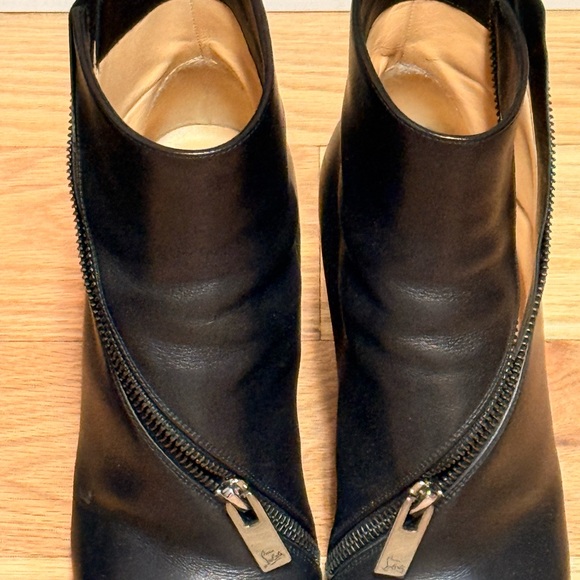 Christian Louboutin Black Leather Ankle Boots with Signature Red Sole - Picture 5 of 5